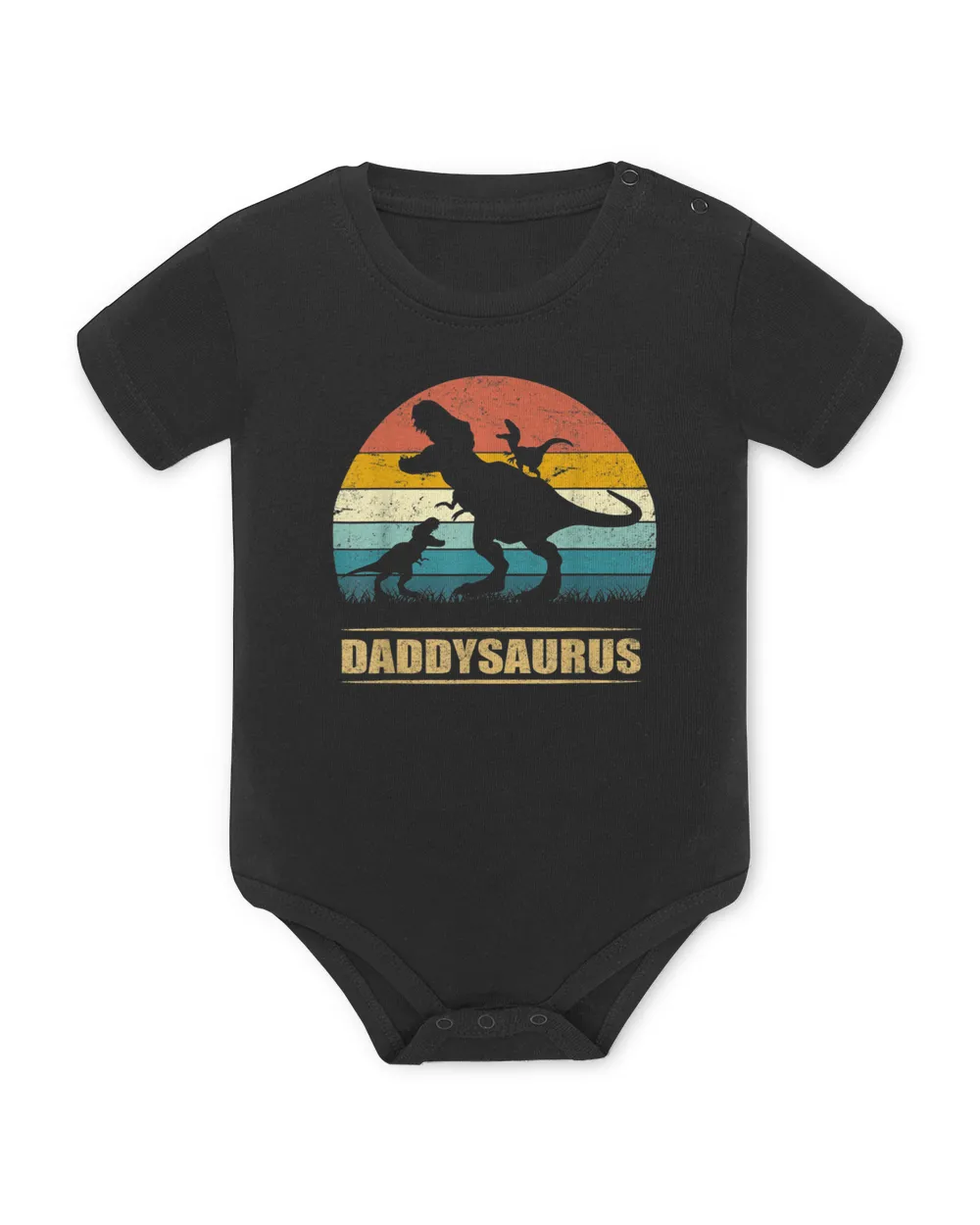 Daddy Dinosaur Daddysaurus 2 Two kids Gift Tee For Dad T-Shirt Baby Bodysuit - EU black 3m