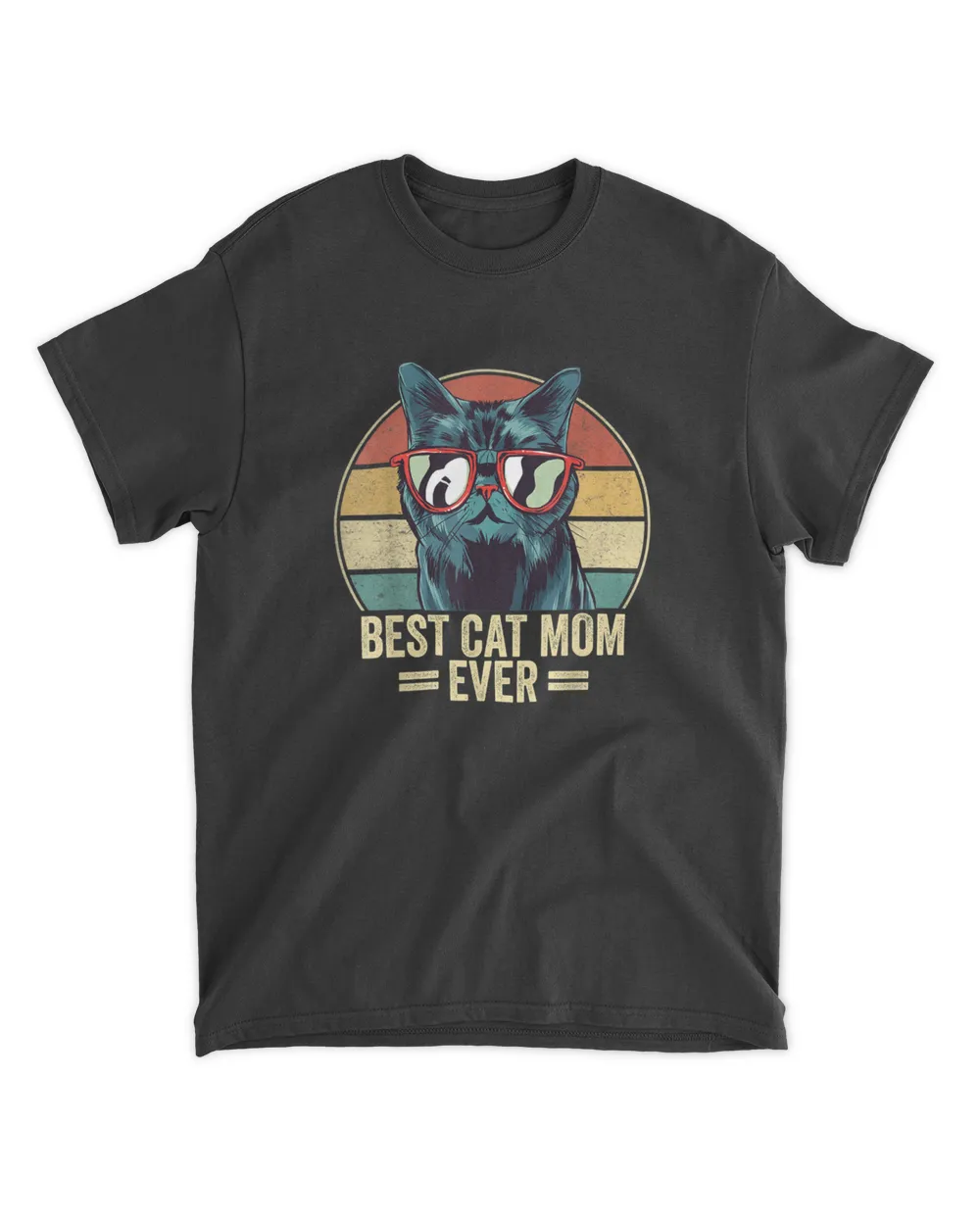 Best Cat Mom Ever Retro Vintage Cat Mothers Day 2023 T-Shirt Unisex Standard T-Shirt black s