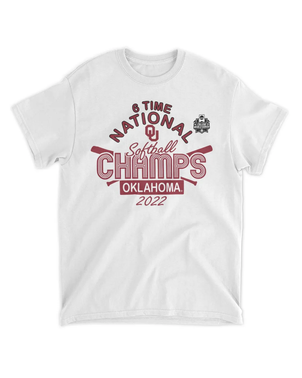 Oklahoma Sooners Blue 84 6-Time NCAA Softball Women's College World Series Champions T Shirt Unisex Standard T-Shirt white s