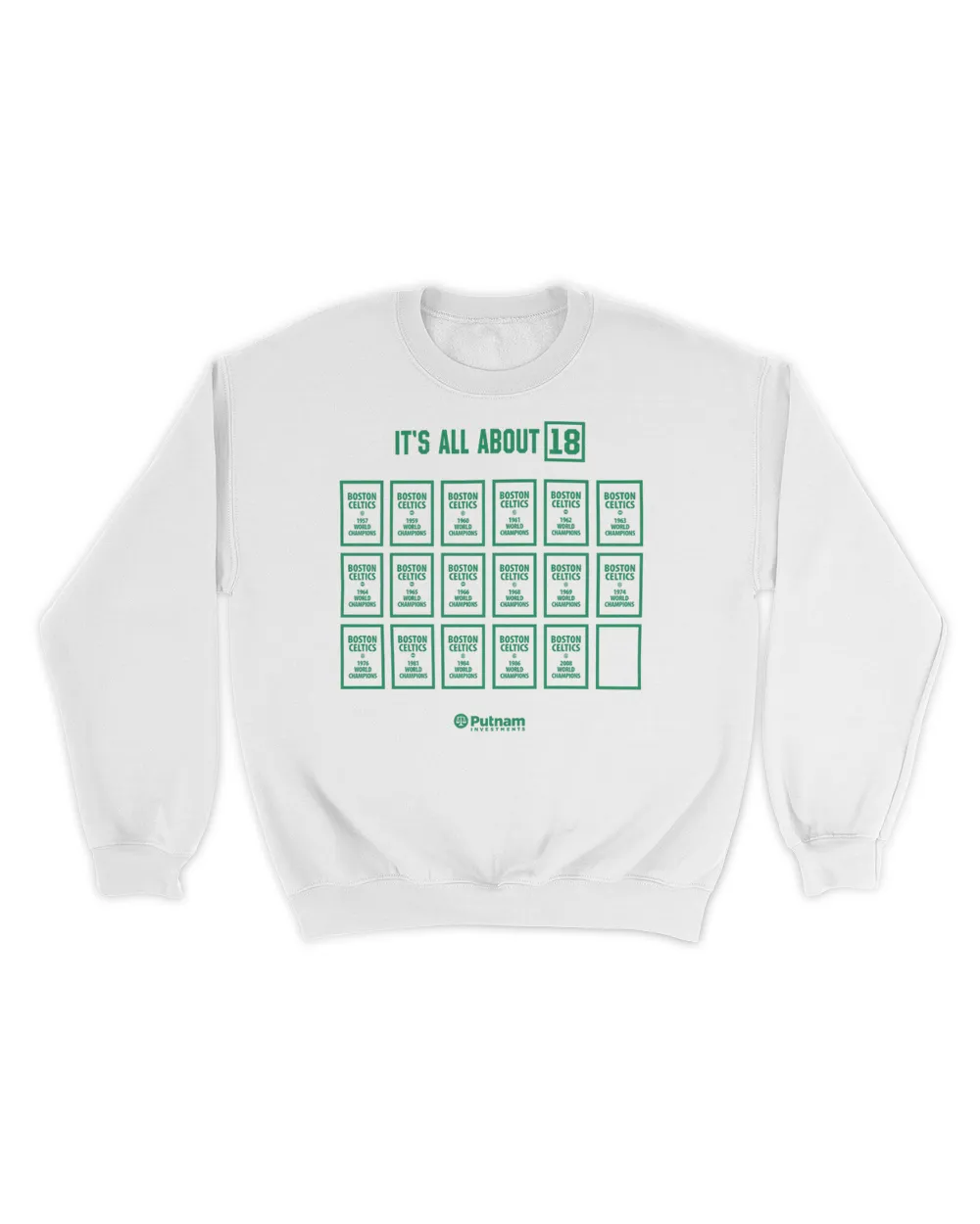 It's All About 18 Nba Finals Game 4 It's All About 18 Boston Celtics World Champions Putnam Investments Hoodie Unisex Sweatshirt white s