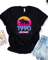 34 Years Old Birthday For Men Women Born 1990 Retro 80s Palm T-Shirt Unisex Standard T-Shirt black s