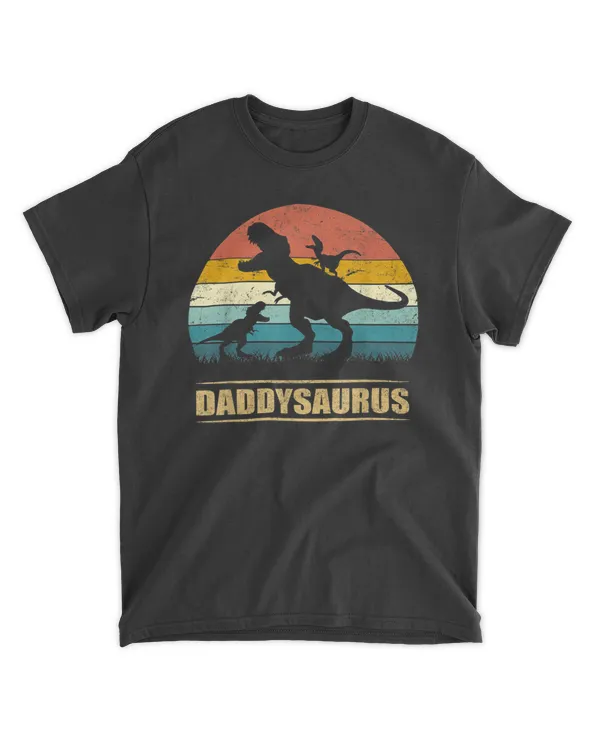 Daddy Dinosaur Daddysaurus 2 Two kids Gift Tee For Dad T-Shirt